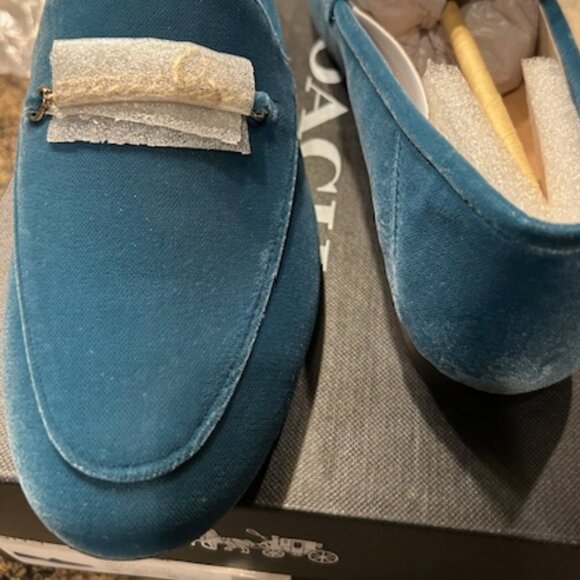 Coach Hanna Velvet Deep Turquoise Loafer - Picture 3 of 11